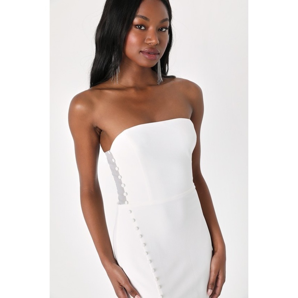Lulus Loving The Feeling White Strapless Bodycon Midi Dress - Size M